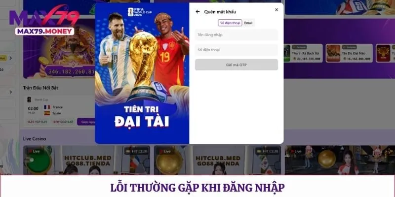 Lỗi thường gặp khi đăng nhập