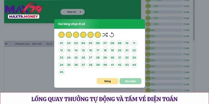 Lồng quay thưởng tự động và tấm vé điện toán 