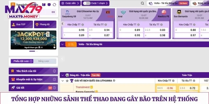 Tổng hợp những sảnh thể thao đang gây bão trên hệ thống